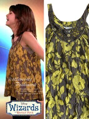 RARE Yellow Crochet Floral Top ASO Alex Russo